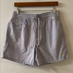 Polo by Ralph Lauren Blue and White Swim Trunks